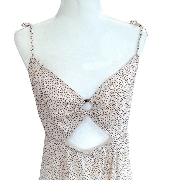 Sanctuary Swim Coverup Dress Womens Large White‎ Brown Strappy 100% Cotton NWT - Picture 3 of 13